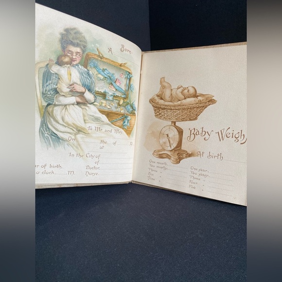 Baby’s Year Book Keepsake Journal Unused  Illustrated May Farini Antique Vintage - Picture 10 of 10